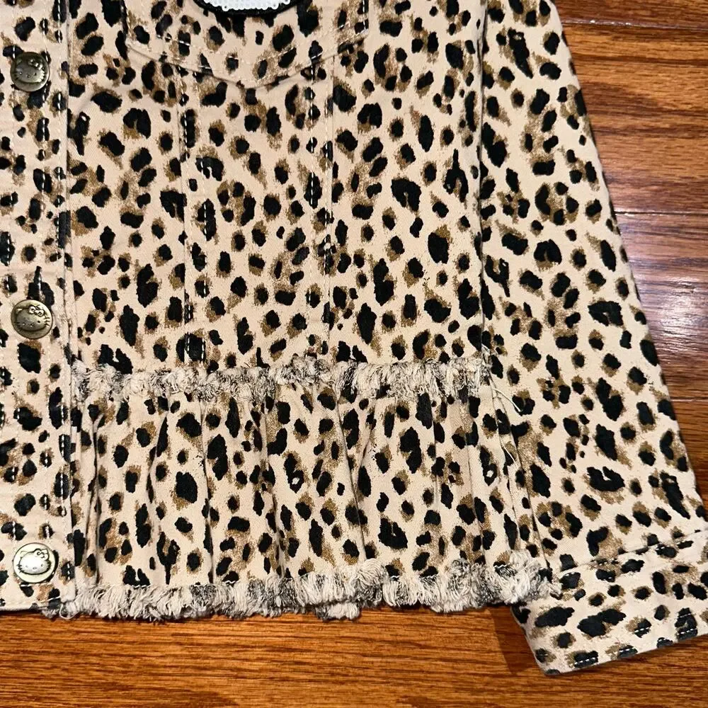 365 Kids Garanimals Hello Kitty Cheetah Animal Print Denim Jacket Size 6